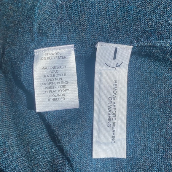 Loft Turquoise Blue Sleeveless Wool Blend Sweater Vest Long Cardigan Size M - Picture 8 of 10